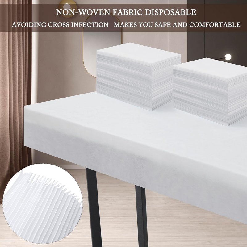 Disposable Bed Sheets for Massage Tables - Soft Non-Woven Cover | 31" x 71" | Breathable White for Spa & Beauty