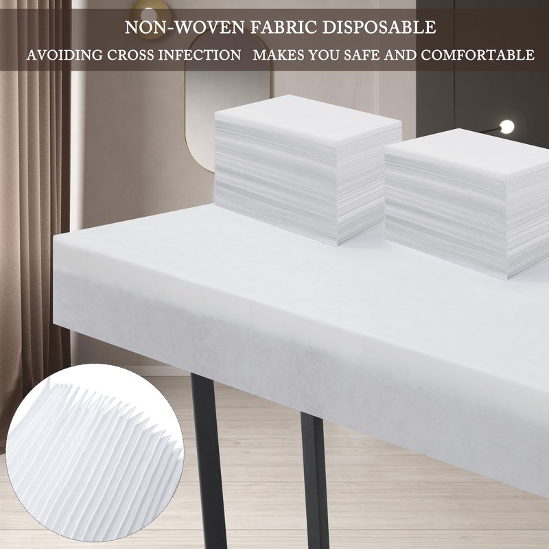 Disposable Bed Sheets 100 Pcs 31" x 71" Massage Table Sheets Non Woven Fabric SPA Bed Cover Breathable for Massage Beauty Tattoos(White)