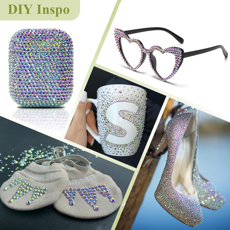 2000PCS SS20/5mm Glass Crystal Rhinestones (Crystal AB), Flatback AB Rhinestones for Bedazzling Crafting DIY Crafts Nail Art Makeup Decoration, Gems Diamond Charms for Tumbler Shoes Clothing Mug