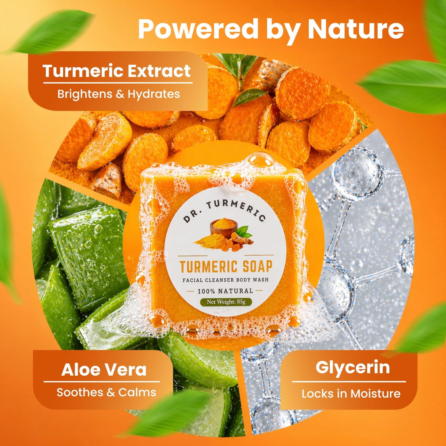 Turmeric Soap Bar for Face & Body | Vegan Skin Cleanser for Smooth, Moisturized & Radiant-Looking Skin | Rich Lather, Deep Cleansing & Refreshing Scent | 1 Bar