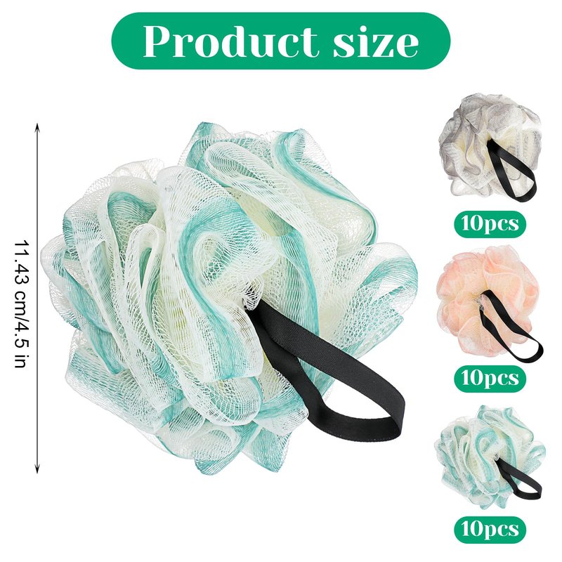 30 Pcs Mini Shower Loofah Bath Sponge, Portable Bath Sponge Puff Quick Lather Durable Mesh Gentle Exfoliation for All Ages Small Size Ideal for Travel Home Gym or on The Go