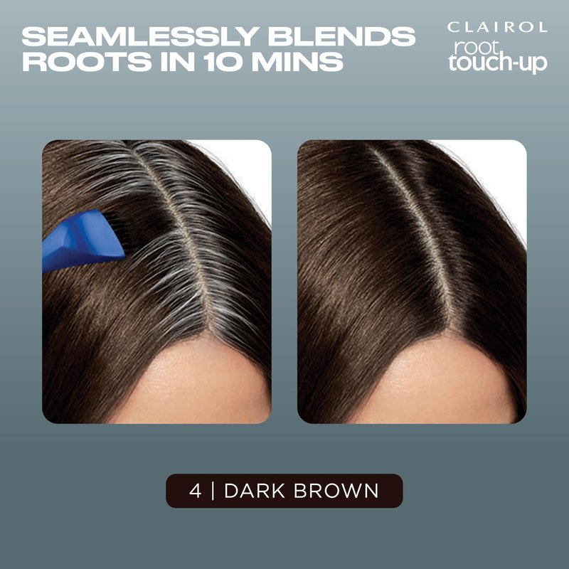 Clairol Root Touch-Up by Nice'n Easy Permanent Hair Dye, 4 Dark Brown Hair Color | 100% Gray Coverage | Easy Brush Application | Matches Professional Salon Shades | Pack of 2
