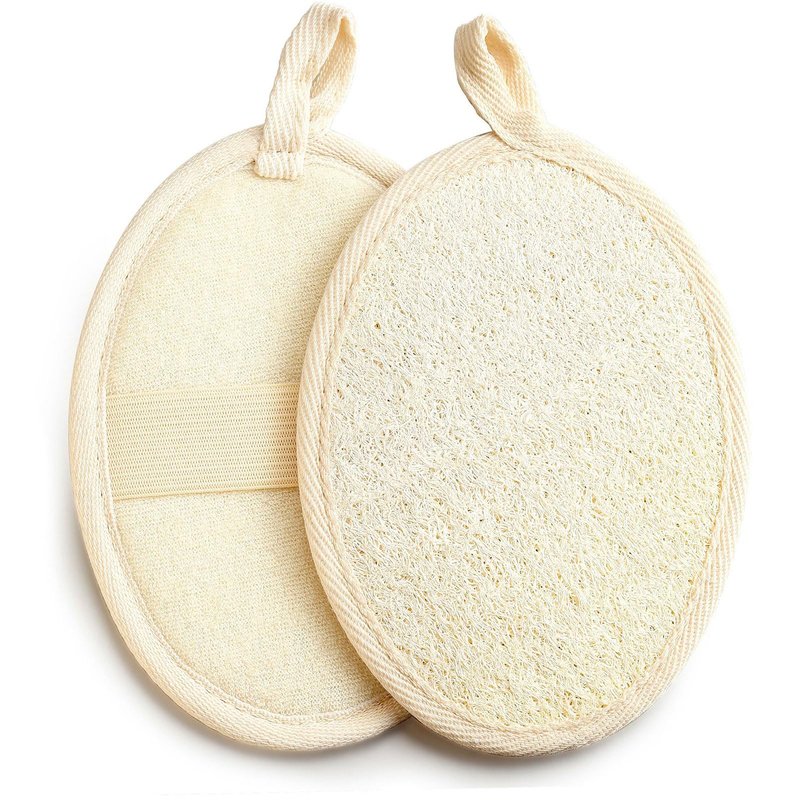 Natura Fluxus Exfoliating Body Scrubber - Natural Loofah Sponge for Deep Cleansing, Biodegradable Face & Body Scrubber for Women/Men, Shower Exfoliator Glove Alternative (2 Pack)