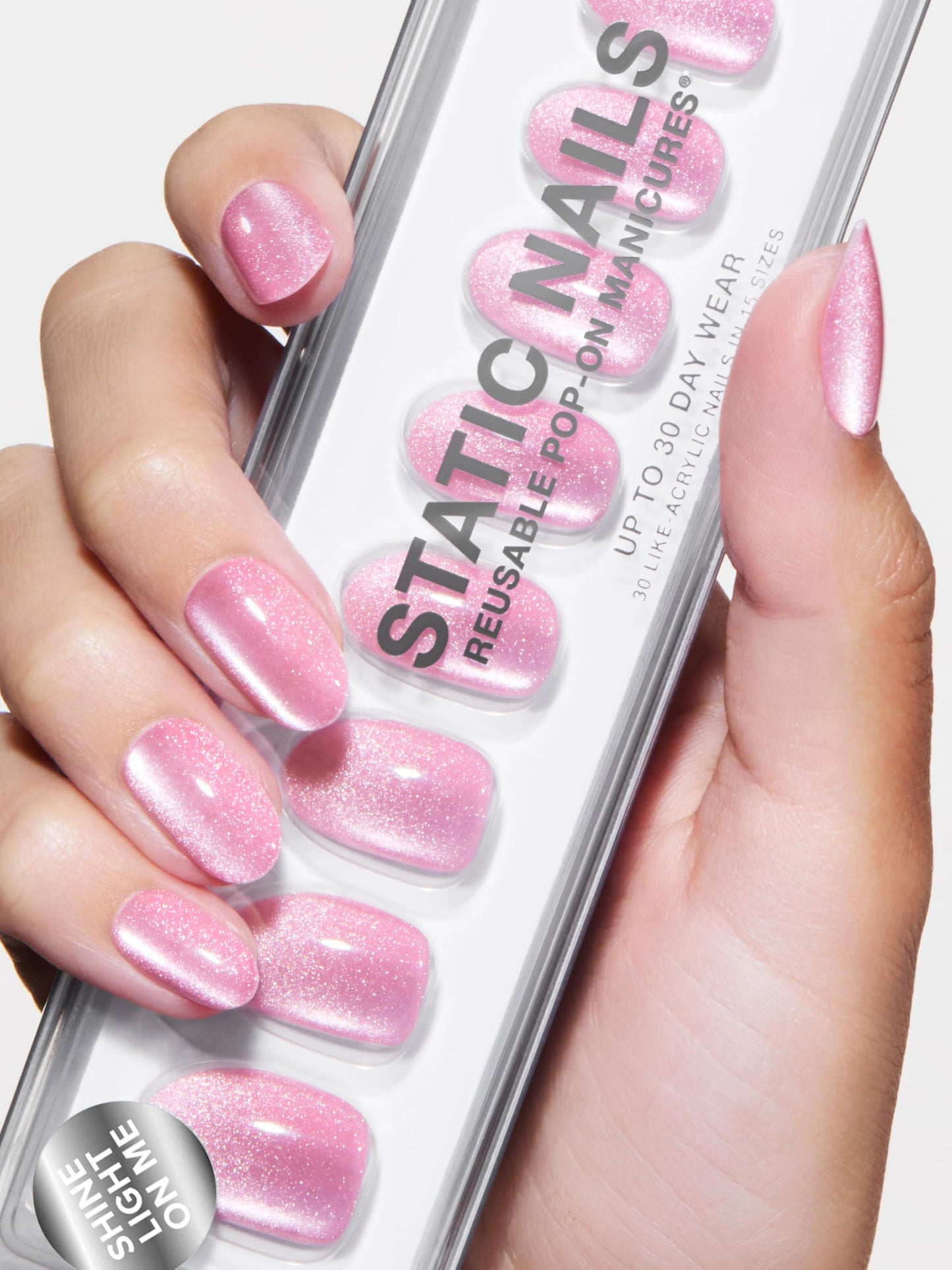 Static Nails Reusable Pop-On Manicure Set - Velvet Blush | Medium Press On Nails | Salon Quality Non-Damaging Acrylic Nails | Fake Nail Kit with Glue