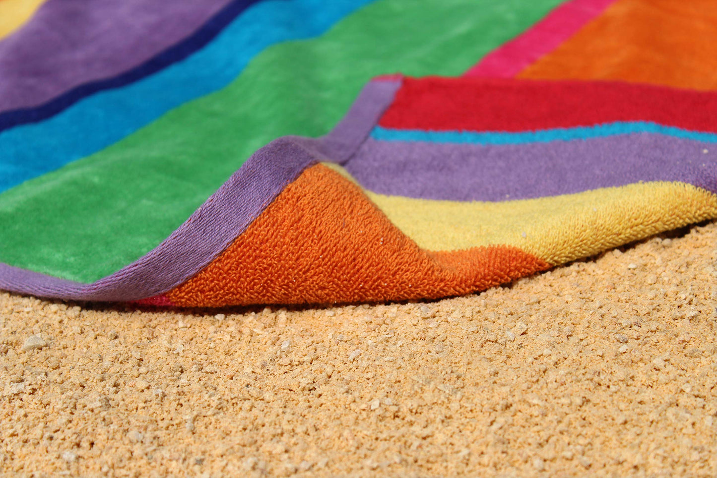 COTTON CRAFT Summer of Siam Extra Wide Beach Towel for Two - 58x68 - Pure Cotton - Double Woven Jacquard Thick Plush Super Soft Luxurious Velour Pile - Pool Picnic Bath - 450 GSM - Multi Color Stripe
