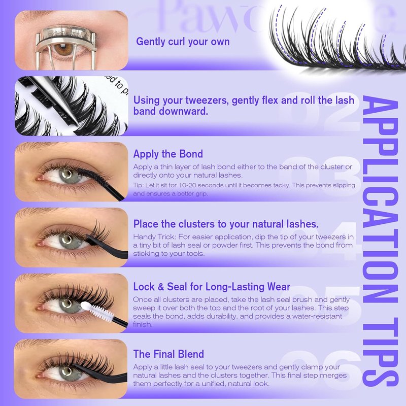 Pawotence Misha Lashes - Wispy Cluster Eyelash Extensions | 144pcs Soft & Comfortable 10-18mm DIY Lashes