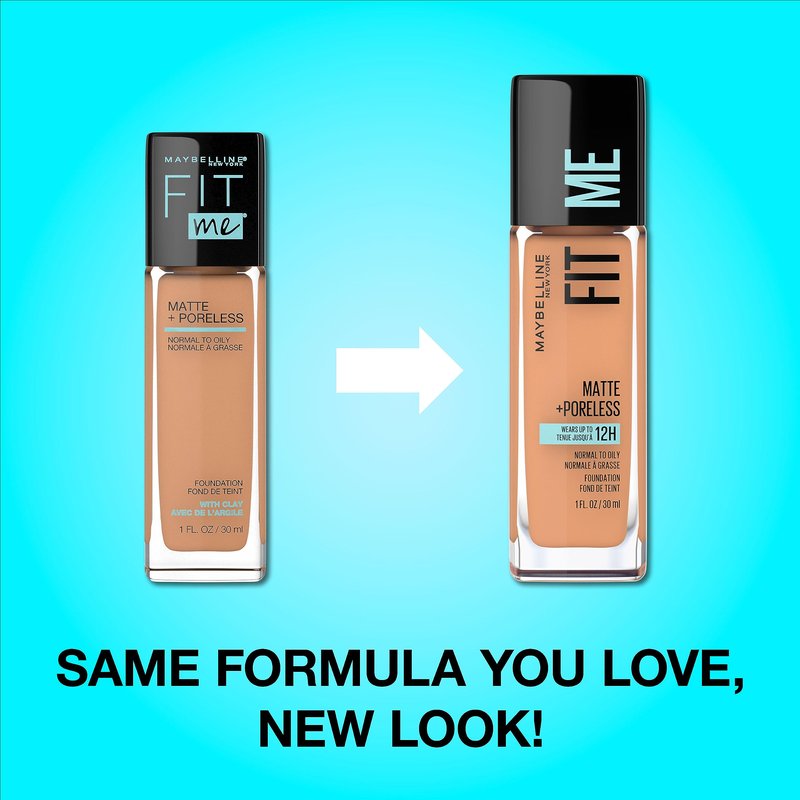 Maybelline Fit Me Matte + Poreless Liquid Oil-Free Foundation Makeup, Deep Bronze, 1 Count (Packaging May Vary) (Pack of 2)