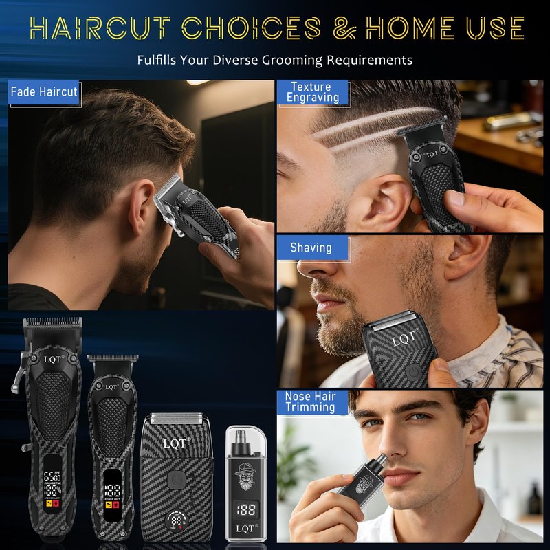 Professional Hair Clippers for Men Rechargeable Cordless Beard Trimmer & Electric Shaver, Hair Cutting Kit with LCD Display Gift for Dad, Husband, Men