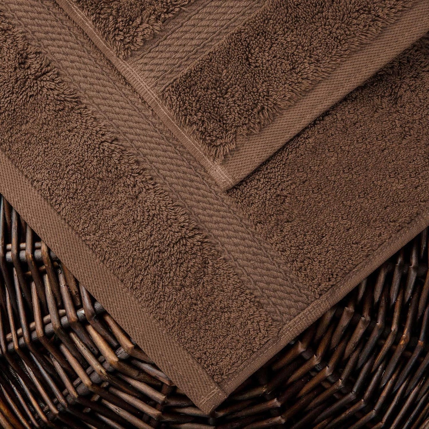 Superior Egyptian Cotton Pile 10 Piece Towel Set, Includes 2 Bath, 4 Hand, 4 Face Towels/ Washcloths, Ultra Soft Luxury Towels, Thick Plush Essentials, Guest Bath, Spa, Hotel Bathroom, Chocolate