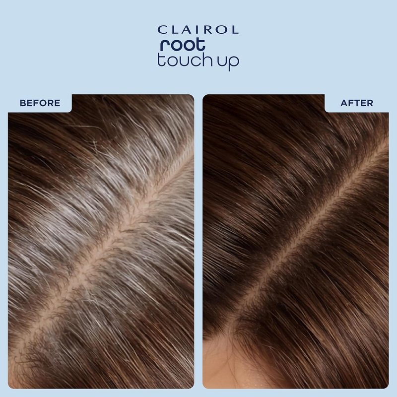 Clairol Root Touch-Up Powder - Dark Brown Hair Color | Ammonia-Free, Compact with Mirror & Brush | Instant Root Coverage & Eyebrow Definition