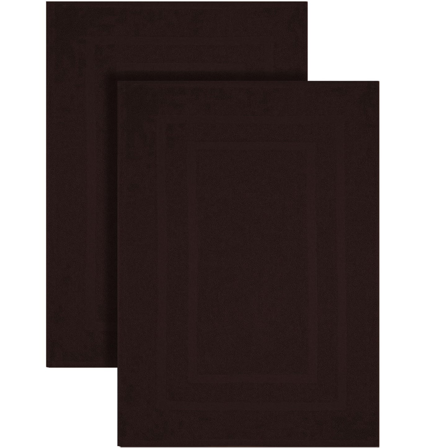 GOLD TEXTILES Premium Chocolate Brown Bath Mat - 2 Pack 22x34 Inches - Not a Bathroom Rug - 100% Ring Spun Cotton - Highly Absorbent & Non Slip Shower Bathroom Floor Mat Towel - Machine Washable