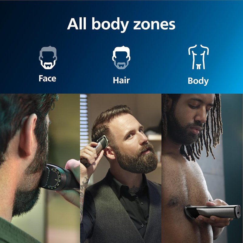 Philips Multigroom 9000 Series - All-in-One Men's Trimmer Kit | 23-Piece Grooming Set for Beard, Hair, Body & Face