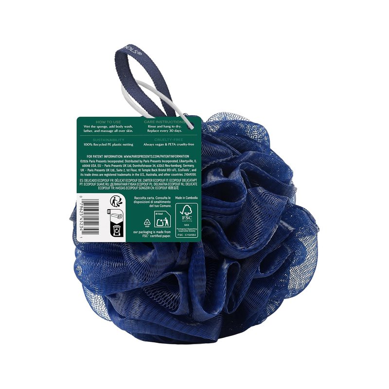 EcoTools Delicate EcoPouf Body Loofah - Gentle Exfoliating Shower Sponge for Sensitive Skin, 1 Count