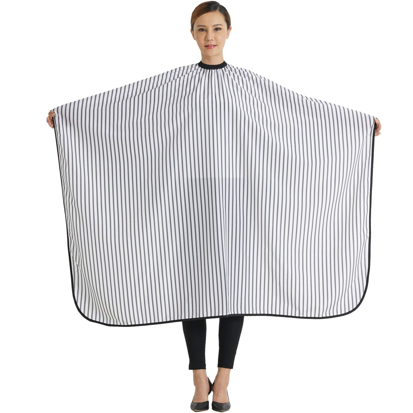 SMARTHAIR Professional Salon Cape Polyester Barber cape Hair Cut Cape,57”x66.8”,Black and White Stripes,C250023B-L