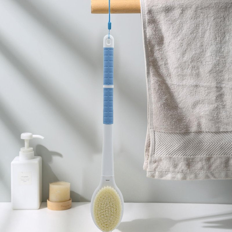 Shower Brush with Soft and Stiff Bristles,Long Handle Dual-Sided Back Scrubber Bath Brush Body Exfoliator for Wet or Dry Brushing (Extra Long Green)