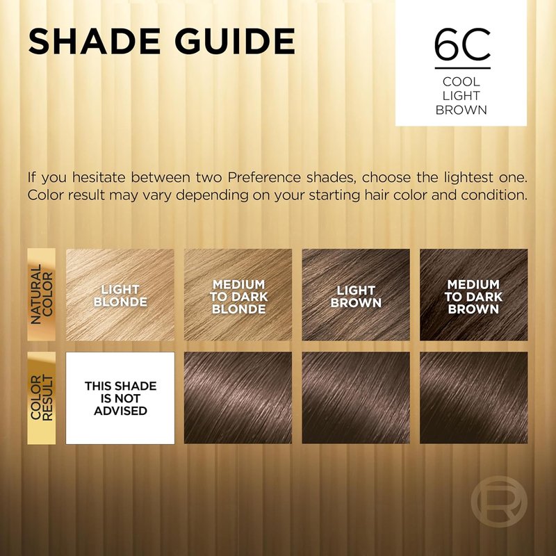L'Oreal Paris Hair Color - Superior Preference Luminous Fade-Defying Dye | Cool Light Brown 6C, 1 Kit