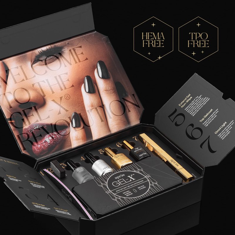 Aprés Gel-X Professional Nail Extension Starter Kit, 14 Sizes 00-9 w/ Half Sizes, Soft Gel-X Tips, HEMA/TPO-Free (Natural Coffin Long)