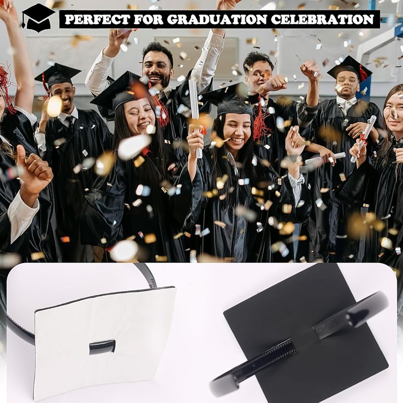 Graduation Cap Headband - Square Design Pattern | Firm Anti-Fall Hairband for Students & Women