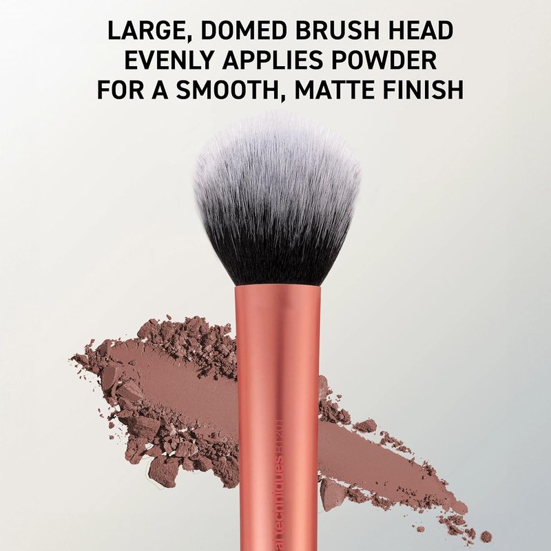 Real Techniques Powder Brush - Cruelty-Free with Ultra Plush Synthetic Bristles | Custom Cut for Perfect Coverage