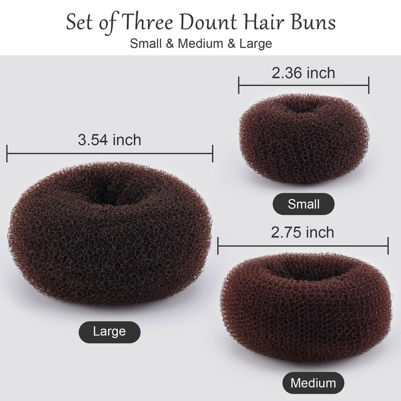 HOFASON Hair Bun Maker Donut Kit - 24 Pcs Mini Doughnut Shapers for Short & Thin Buns, Ballet Style Hair Accessories, Size S/2.36 In, Brown