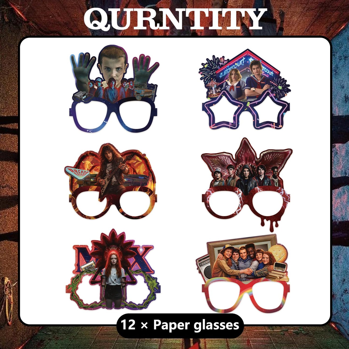 Teeo Deeo 12Pcs Stranger Themed Party Set: Decorative Glasses (Cosplay Style) - Ideal for Stranger Things Themed Birthday Parties & Party Gifts