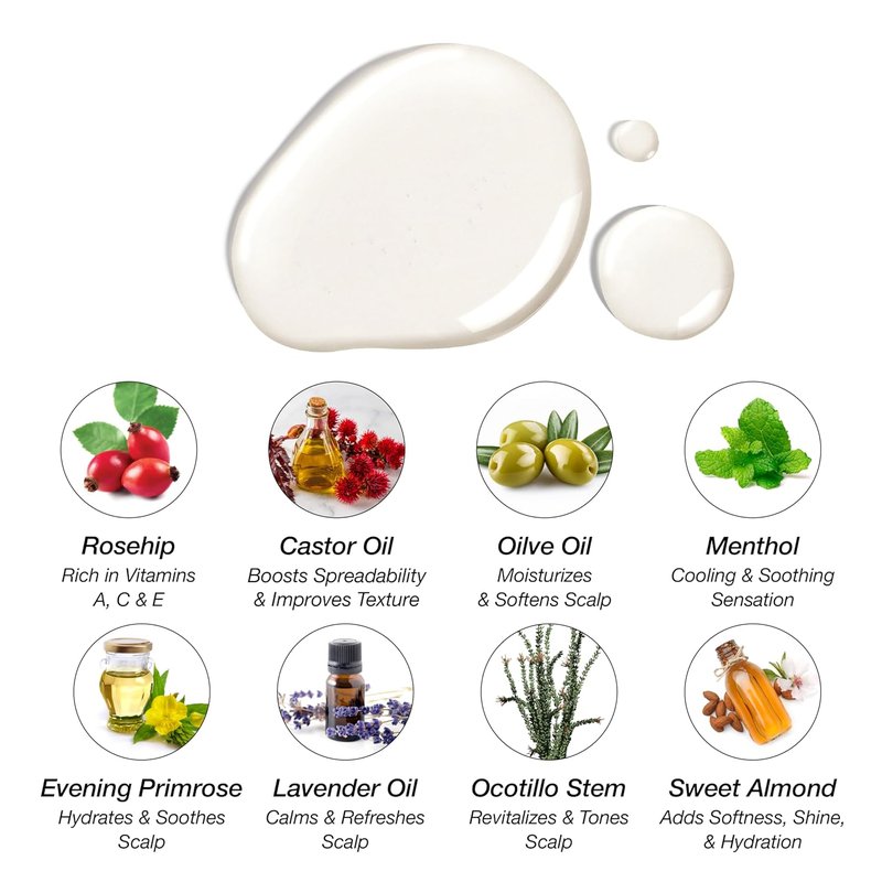 Scalp Therapy Hair Oil Blend - Intensive Moisturizing Treatment for Dry Scalp & Split Ends | 1.9oz Rosehip & Lavender
