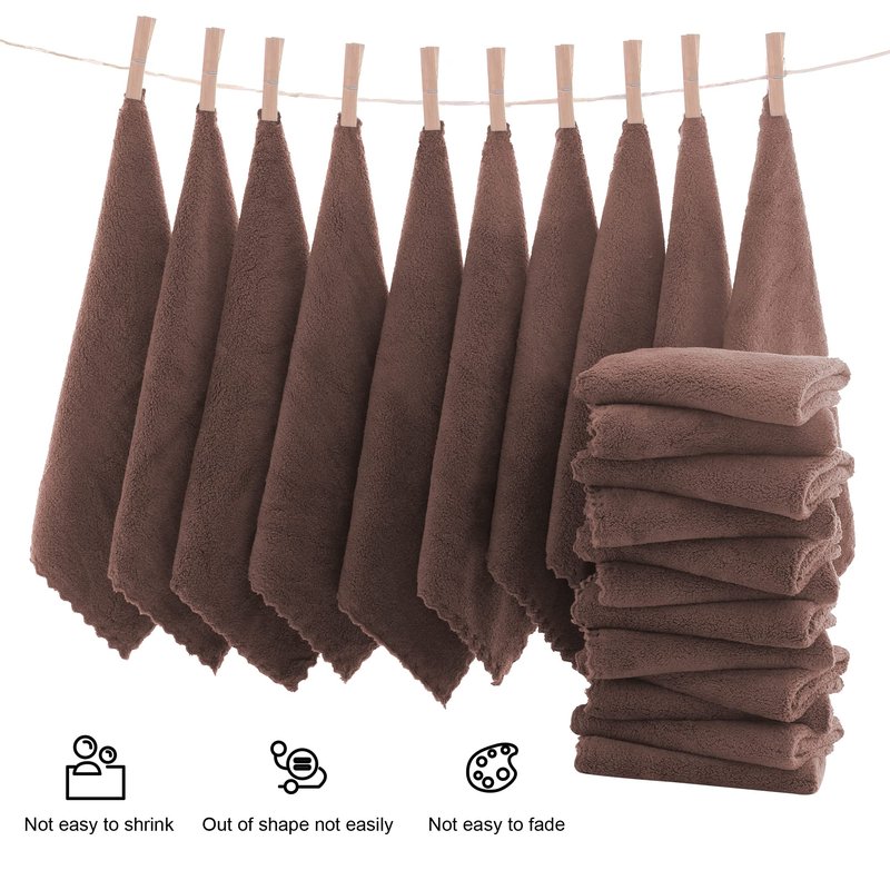 MOONQUEEN Ultra Soft Premium Washcloths Set - 12 x 12 inches - 72 Pack - Quick Drying - Highly Absorbent Coral Velvet Bathroom Wash Clothes (Wood Brown)