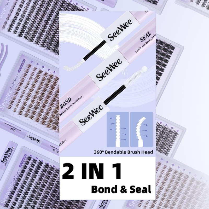 Clear Lash Glue - Lash Bond and Seal Waterproof Lash Clusters Glue Easy to Use 2 in 1 Strong Hold DIY Eyelash Adhesive for Cluster& Individual Lashes DIY Eyelash Lash Cluster Glue10ml (White)