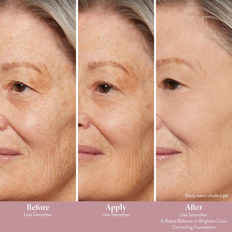 LAURA GELLER Line Smoother Targeted Fine Line Blurring Primer | Wrinkles & Pores, Subtly Tinted, with Vitamin C & Niacinamide for Mature Skin