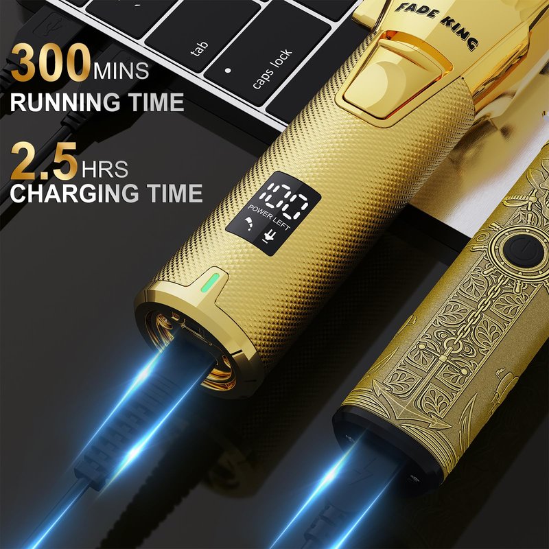 FADEKING® Professional Hair Clippers for Men, Cordless Barber Clippers & Beard Trimmer Set – Precision Hair Trimmer for Home/Barber Use, Men Grooming Kit – Fathers Day Gift for Dad Men Husband
