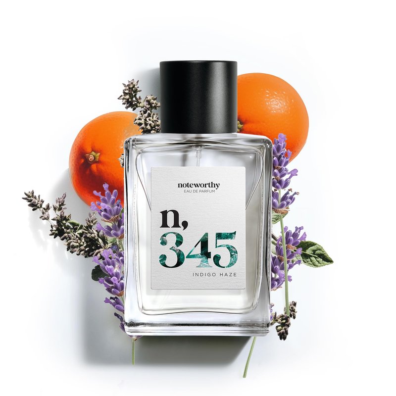 Noteworthy n,345 Indigo Haze Eau De Parfum – Blood Orange, Lavender, Patchouli | Sophisticated, Warm Fragrance for Any Occasion | Long-lasting Unisex Perfume for Women & Men (100ml)