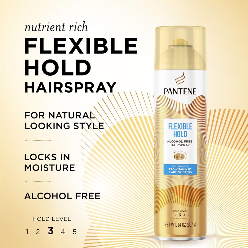 Pantene Alcohol-Free Hairspray Level 3, Flexible Hold, 14 oz