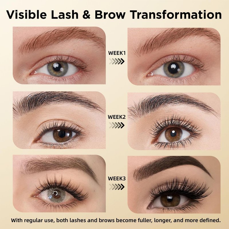 Eyelash & Eyebrow Growth Serum-2-in-1 Lash & Brow Enhancer for Longer, Thicker, Fuller Looking Lashes - Advanced Peptide Formula, Vegan & Cruelty-Free, Safe for Sensitive Eyes - 3ml (Carbon Gold)