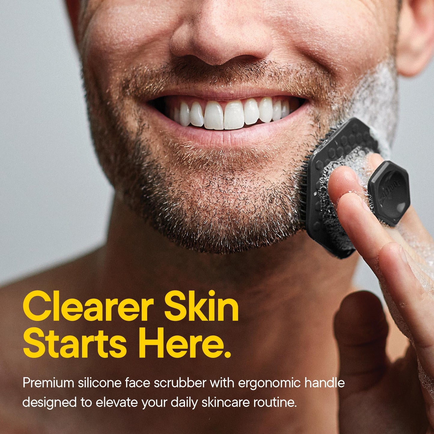 TOOLETRIES Premium Silicone Face Scrubber for Men & Women, Gentle Facial Cleansing Brush & Exfoliator, Deep Pore & Dead Skin Removal, Soft Touch Massager, Quick-Drying & Hygienic - Charcoal
