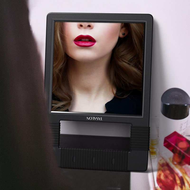 Handheld Mirror - Unbreakable Shatterproof Design with Silicone Handle for Makeup, Barber, Shower | Black