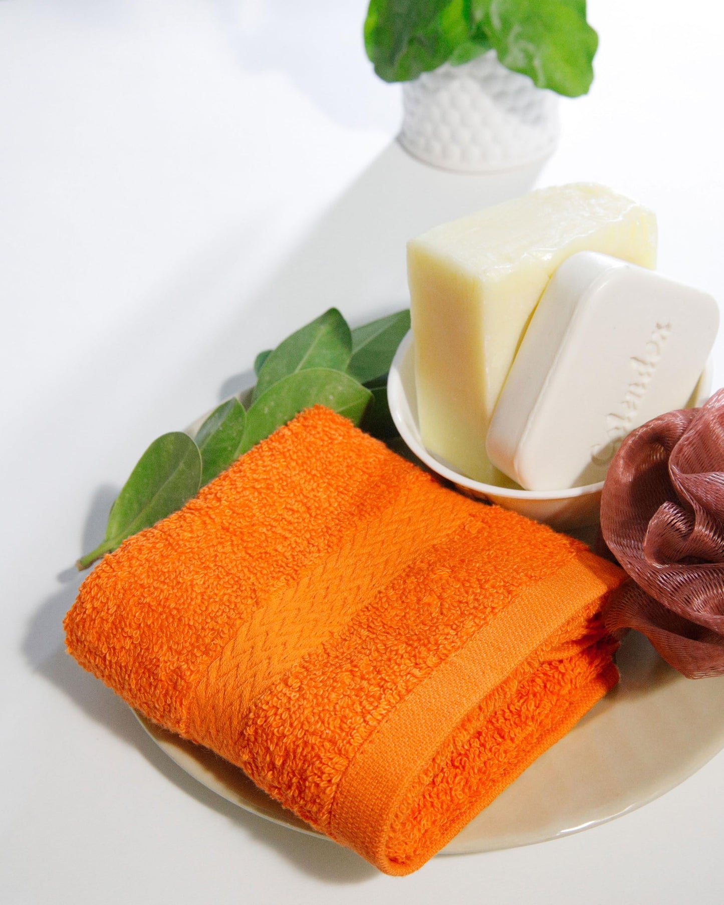 The Holy South Premium Perfect Size Washcloth Set | Absorbent, Ring Spun, Hand Towels for Bathroom, 100% Cotton, Face, fingertip, Soft, for Daily Use (Pack of 4) (Orange, 13x13)