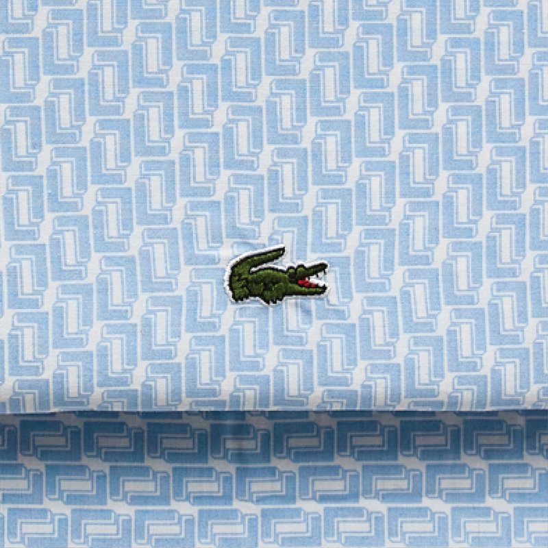 Lacoste Mini Geo Logo 100% Percale Cotton 3-Piece Sheet – Cool, Crisp, Matte, and Durable, Oeko-Tex Certified – Print, Open Air, Twin