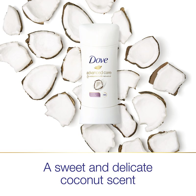 Dove Antiperspirant Deodorant with 48 Hour Protection Caring Coconut Deodorant for Women 2.6 oz (Pack of 2)