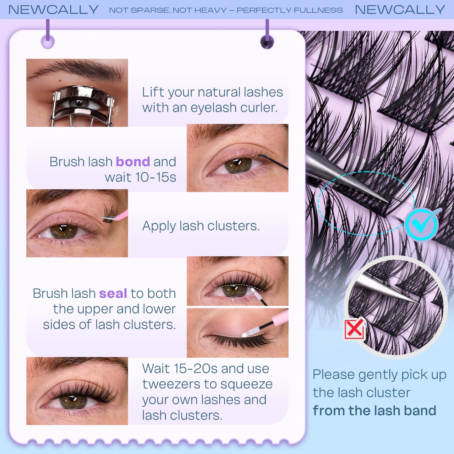 Wispy Lash Clusters Natural Look Cluster Eyelash Extensions 3D Look Eyelash Clusters CD-curly 10-16MM DIY Lash Extension at Home Easy to Use Individual Lashes Clean Eye Makeup by Newcally