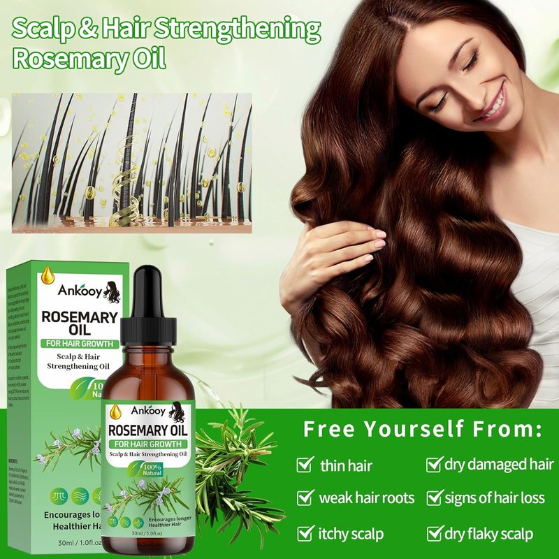 Rosemary Oil for Hair Growth - Strengthening Treatment for Dry, Damaged Hair | 3 Pack