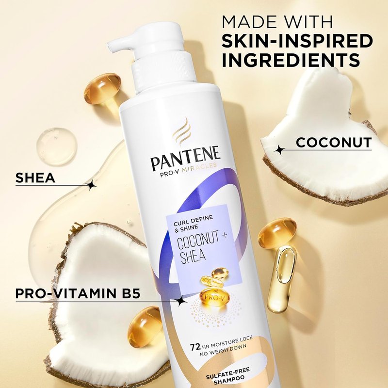 Pantene Pro-V Curl Define & Shine Shampoo - Coconut & Shea, Sulfate-Free, 13.5 FL OZ