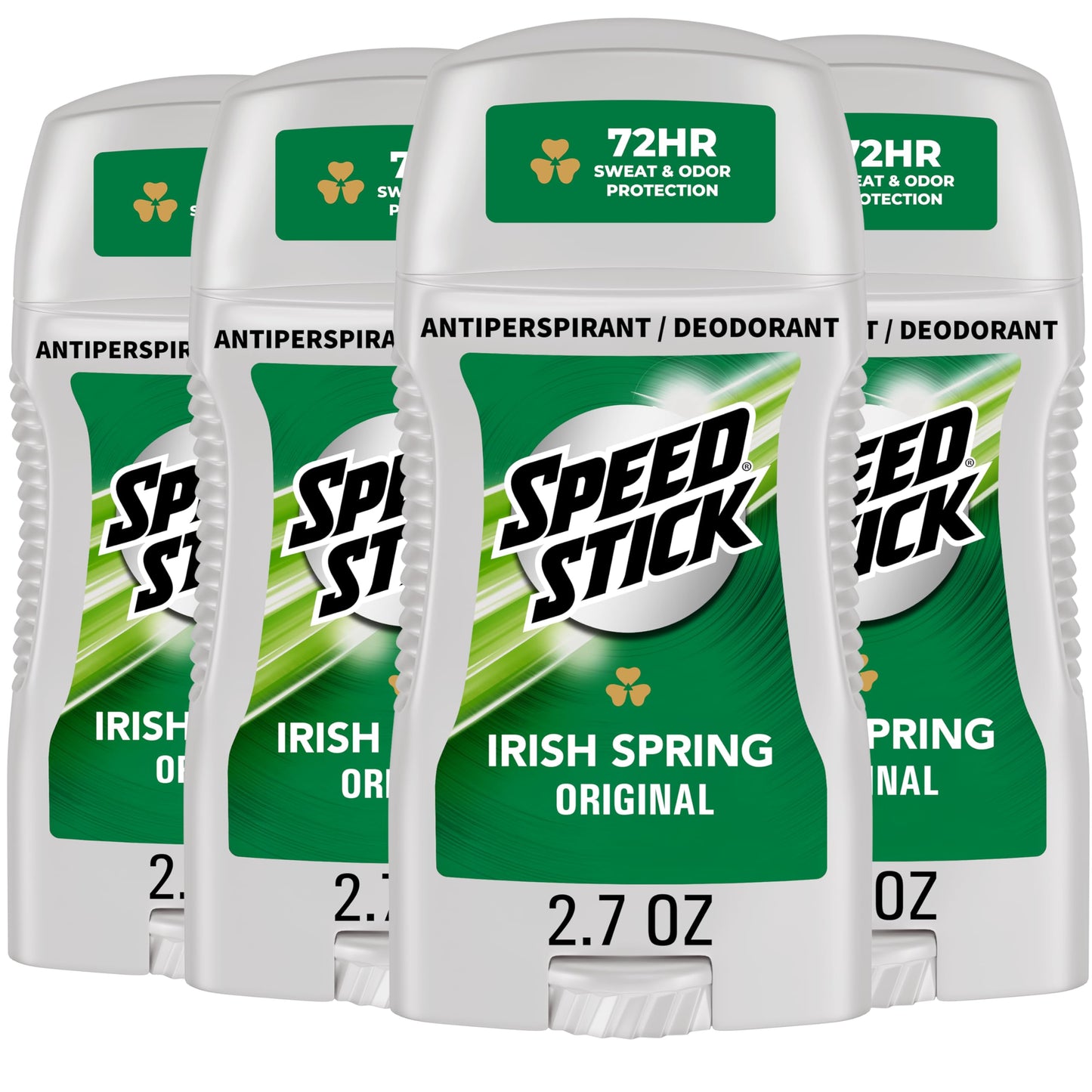 Speed Stick Antiperspirant Deodorant for Men, 72 HR Sweat & Odor Protection, Irish Spring Scent, 2.7 oz Stick (4 Pack)