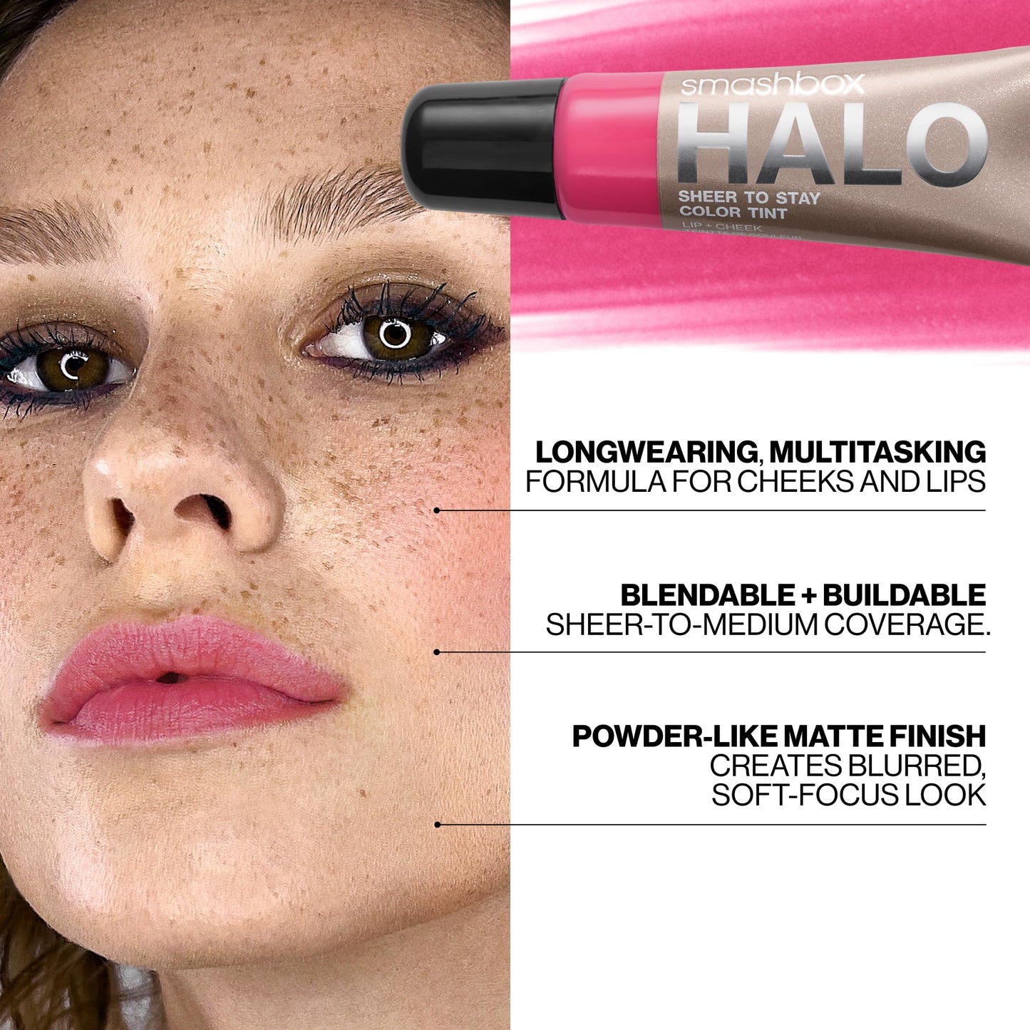 Smashbox Halo Sheer To Stay Cream Cheek + Lip Tint | Sheer-to-Medium Coverage + Matte, 0.34 Fl Oz, Wisteria
