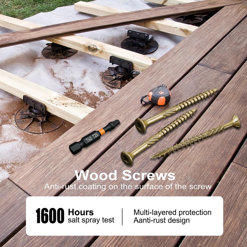 Haespot 470PCS #8 x 1-1/4" Wood Screws, Self-Tapping Drive Deck Screws, Outdoor Used Epoxy Coated Screws, Coarse Threads, T25 Star Bit Included, Bronze