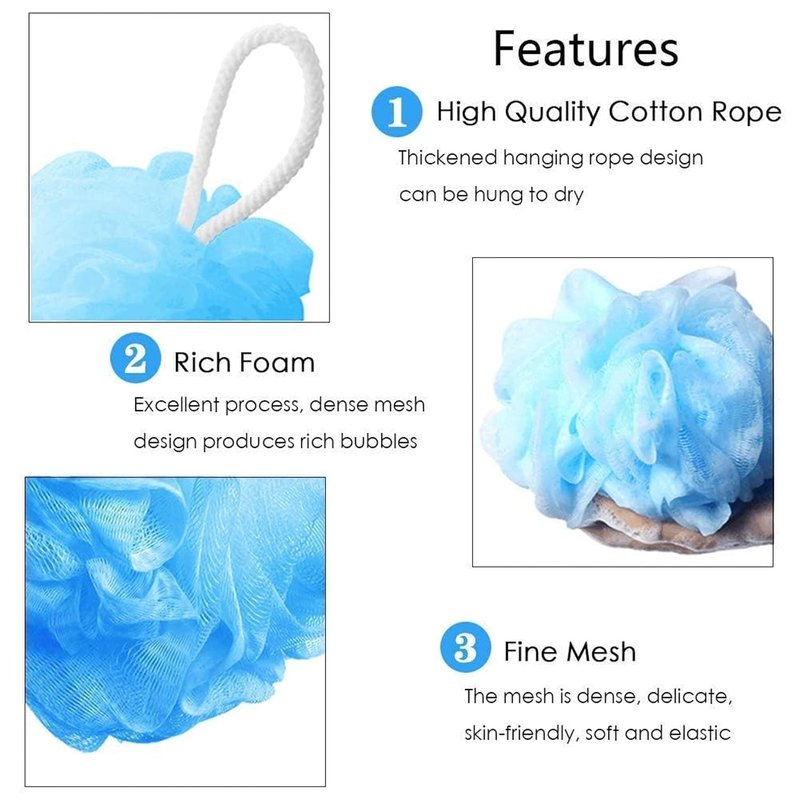 Colorful Mesh Loofah Sponges - 8-Pack Small Bath Poufs for Kids | Reusable Shower Balls