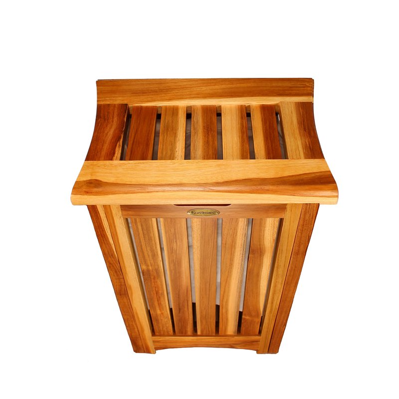 DecoTeak Solid Hamper in Natural Teak, 15 inch W x 12.5 inch D x 16 inch H