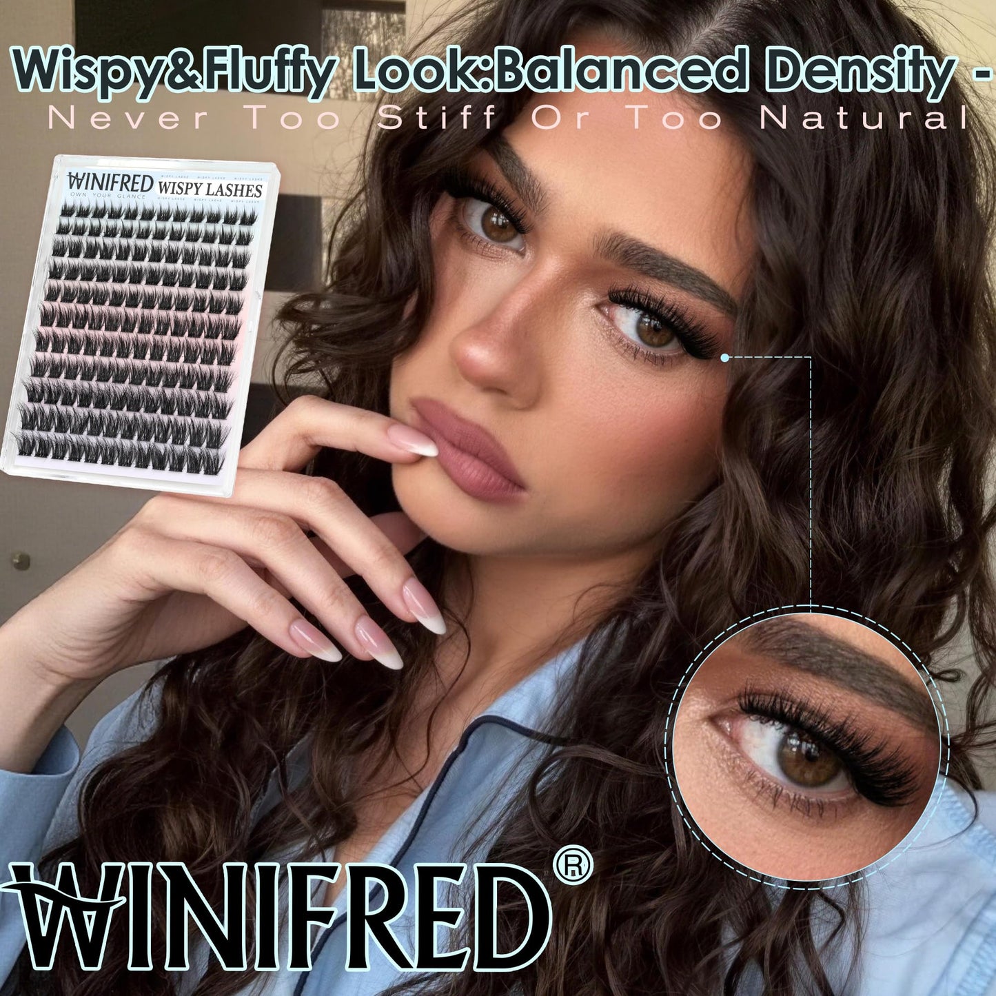 Winifred Lash Clusters Natural Eyelash Clusters Wispy Fluffy Cluster Eyelash Extensions Light Volume Lash Extensions DIY 10-16mm Eyelashes Thin Band Hyrid Individual Lashes