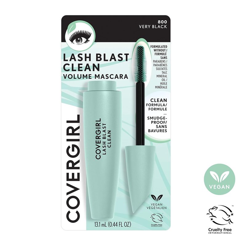 CoverGirl Lash Blast Clean Volume Mascara - Vegan, Smudge-Proof, Volumizing | Very Black, 1 Count