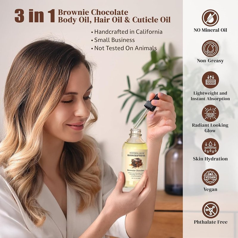 Brownie Chocolate Body Oil - Moisturizing Body Oil for Soft, Glowing Skin | 4 Fl Oz