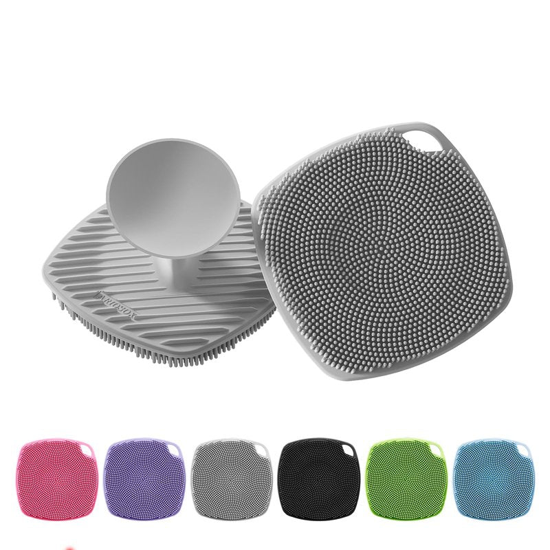 ARIOSOX Silicone Body Scrubber, Bath Brush,Gentle Texture Exfoliating Body Scrubber for Men and Women On Sensitive Skin, Soft Scrubber Builds Up Lather, Deep Skin Clean (Gray)